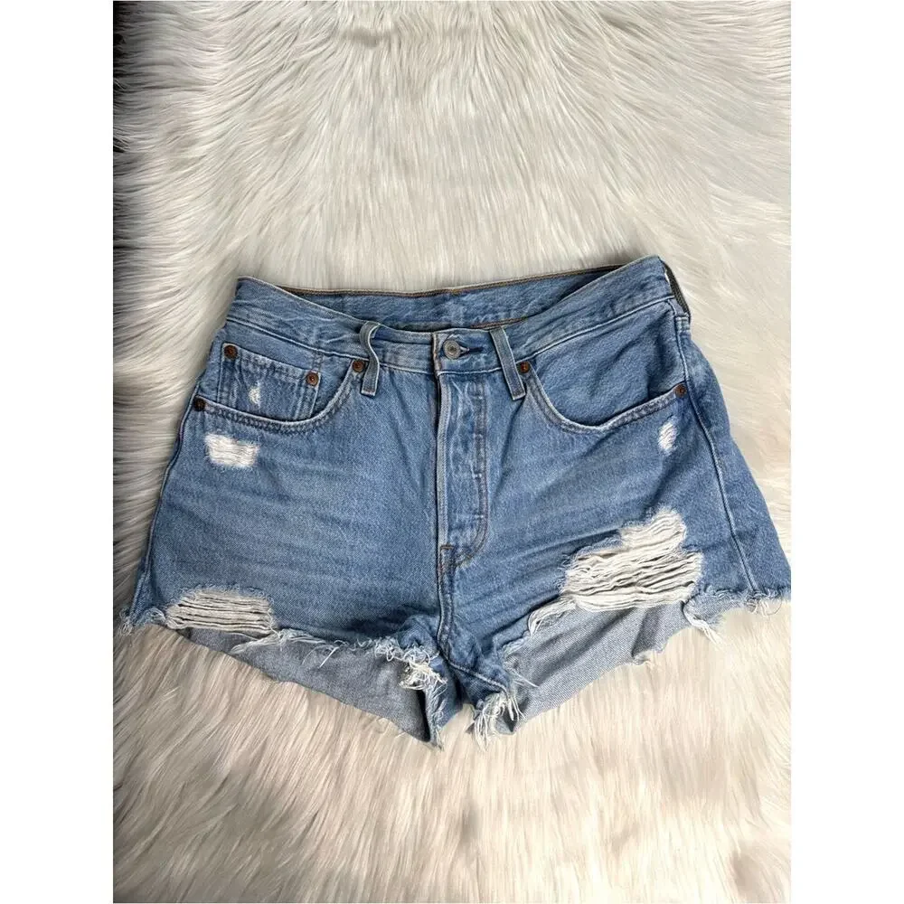 Levi’s 501 Original Fit Distressed High Rise Denim Cut Offs